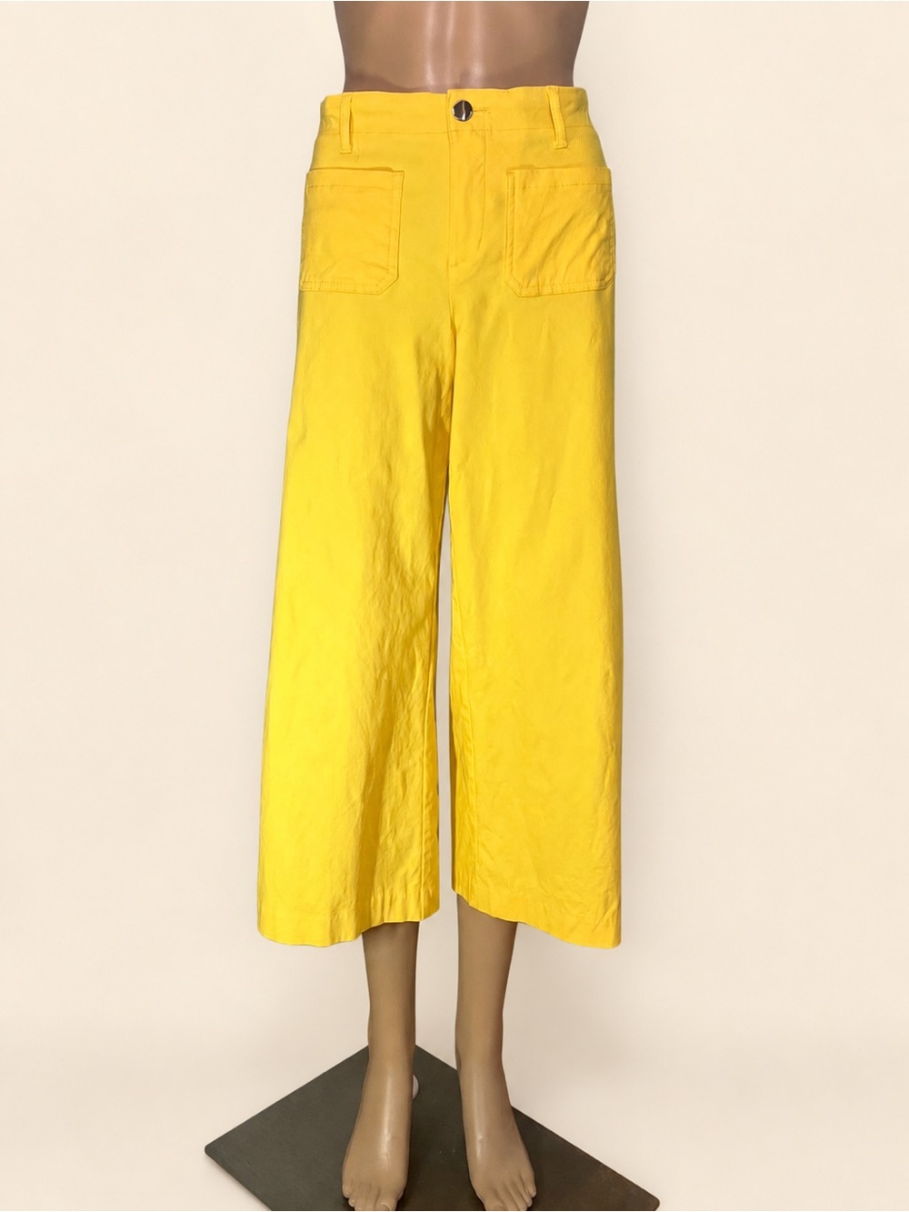 ☀️💛 Jules & Leopold Canary Yellow Wide-Leg Cropped Pants | M